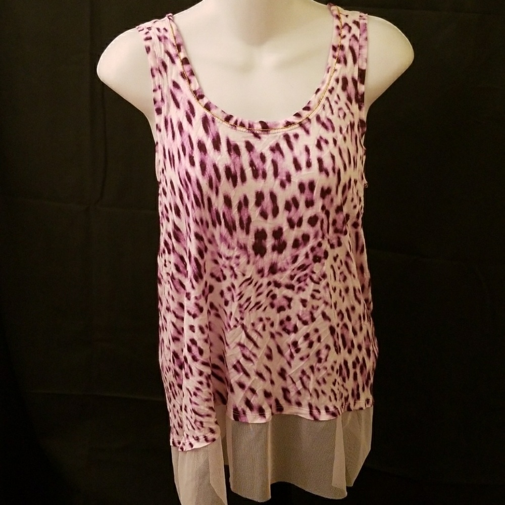 Jennifer Lopez sheer paneled sleeveless blouse Sml
